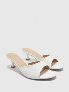 CUCCOO BIZCHIC 女士时尚性感气质简约白色圆头高跟凉鞋，通勤、约会、派对、节日、婚礼、度假皆宜 - 白色 - 查看 7