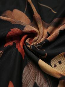 Ellevyn Women's Elegant Floral Print Halter Neck Sleeveless Ruched Fitted Mid-Length Dress, Vacation Style - Multicolor - View 5