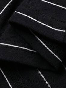 DAZY Ropa de estar en casa cómoda con cuello redondo y rayas para niños pequeños - Negro - Ver 9