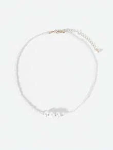 Opalesca 1 Classic Fashion Elegant Faux Pearl Beaded Necklace (Pearl Shape Random),Premium/Elegant/Classy/Dailywear/Minimalist,Pearl/Crystal,Summer/Beach/Prom/Party/Holiday/Vacation,Engagement/Wedding/Promise,Bride,Heart/Floral,Fairycore/Mermaid Core,18K Gold-Plated - Pearl - View 4