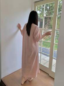 Dazy Plus 可爱波点宽松短袖及膝睡裙，粉色，春夏款 - 粉色 - 查看 7