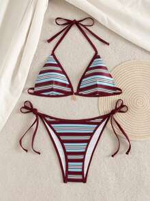Swim Mod Women's Random Fabric Elegant Triangle Bikini Set, 2pcs Swimwear - Multicolor - View 5