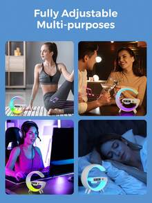 Teckwe 三合一 G 型 LED 无线音箱、充电器、定时闹钟、充电支架、床头灯、LED 音乐灯、桌面音箱 - 彩色 - 查看 7