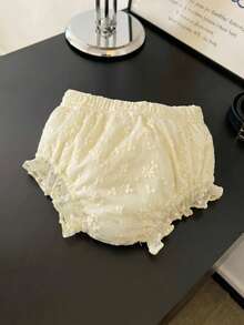 Souflis Souflis Bloomer en dentelle à volants pour bébé fille, shorts blancs, sous-vêtements, convient pour assortir avec divers, shorts de fête de naissance pour nouveau-nés à volants, culottes pour nouveau-nés - Jaune citron - Voir 3