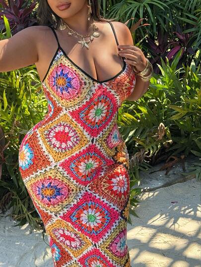 Coolane Summer Outfits Women's Plus Size , Beach Dress Printed Dress With Halter Neck Tie To Flatter The Figure, Suitable For Outdoor Activities/Vacation,Beach Dresses Beach Outfits For Women