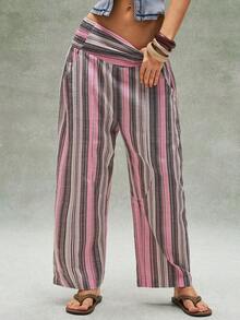 Bohemela Women's Casual Woven Striped Pants - Multicolor - View 1