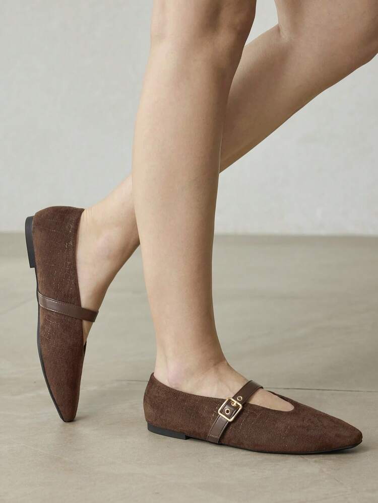 ファッショナブルなヴィンテージ快適カジュアルレオパード柄スエード調 メリージェーン スクエアトゥ フラットシューズ バレンタインデー