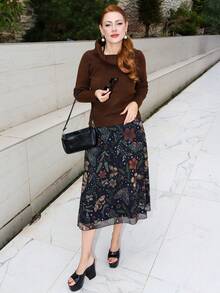 Gretanique Women's Dark Gothic Style Bat, Skull, Moon, Pumpkin Print A-Line Punk Mini Skirt - Multicolor - View 4