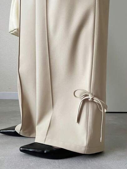 FRIFUL 女士阔腿西装裤，侧开衩设计，饰有蝴蝶结