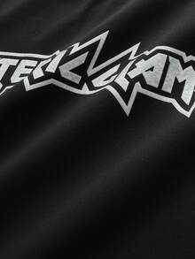 ROMWE MEN 男士街头风字母图案铆钉细节背心，夏季时尚 - 黑色 - 查看 5