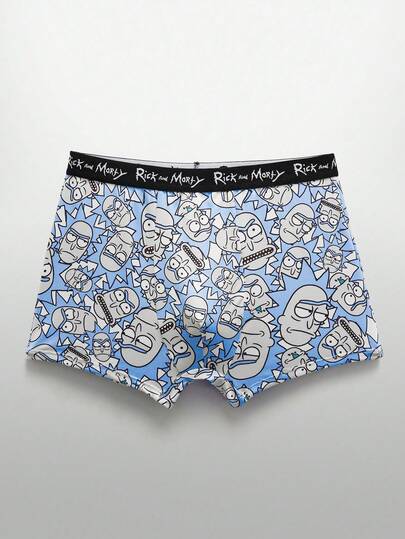 Rick and Morty X SHEIN 1pc Men's Anime Character & Letter Print Comfortable Boxer Briefs