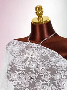 Amplova Women's Glittery Sheer Asymmetric Shoulder Loose Fit Asymmetrical Hem Blouse, Party Wear - White - View 4