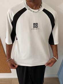 STEELVANCE 男士圆领字母印花休闲百搭日常短袖T恤 - 黑與白 - 查看 4