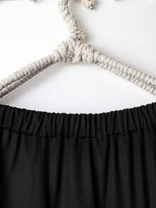 SHEIN 大码热带印花衬衫和裙子两件套，休闲度假装 - 黑色 - 查看 3