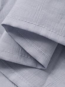 DAZY 女士休闲褶皱吊带中长连衣裙，夏季家居服 - 藍色 - 查看 7