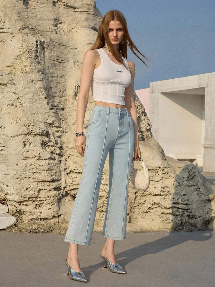 SLIM FIT CROPPED FLARE LEG JEANS, SPRING/SUMMER