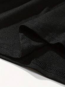 SHEIN Áo thun nữ tay ngắn, dáng suông, chất liệu cotton, cỡ tiêu chuẩn, kiểu dáng thường ngày, in hình cánh chim, thích hợp mặc mùa hè. - màu đen - Xem 5