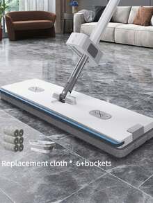 Bộ 1 cây lau nhà phẳng 45cm, cây lau nhà gia dụng mới kèm miếng lau thay thế cỡ lớn thấm hút tốt, giúp lau dọn phòng tắm rảnh tay. - Nhiều màu - Xem 9