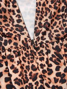 Franclia Women's Elegant Leopard Print Flare Dress - Coffee Brown - View 6