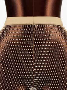 Mistrie 女士水钻镂空休闲百搭阔腿裤，适合日常穿着 - 金色 - 查看 6