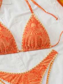 Swim Mod Women's Tropical Print Two Pieces Bikini Set, Casual Holiday - Multicolor - View 4