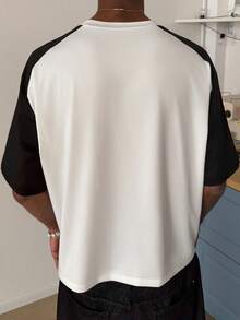 STEELVANCE Camiseta de hombre de cuello redondo con mangas raglán y estampado - Blanco y Negro - Ver 5