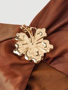 SHEIN MOD 女士日落渐变深V领花卉金属扣装饰吊带连衣裙 - 彩色 - 查看 6