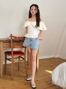 DAZY Shorts vaqueros para niñas preadolescentes - Lavado ligero - Ver 4