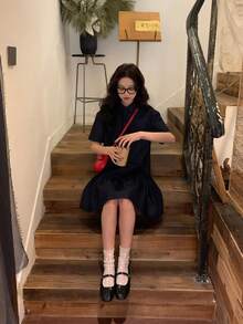 DAZY Women's Casual Denim Dress With Ruffle Hem, Summer - Blue - View 6