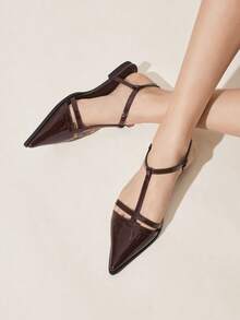CUCCOO CHICEST Women Shoes Spring And Summer New Elegant Pointed Toe Slingback Date Wear Office Commuter Women's Flat Shoes - Coffee Brown - View 2