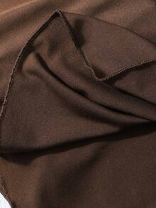 Teens' Brown Minimalist Urban Elegant Sleeveless Fitted Short Dress - Brown - View 3