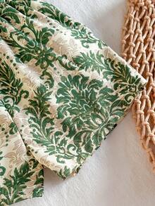 SHEIN Babygirl Cute Vacation Casual Floral Pattern Green Camisole Romper - Green - View 4