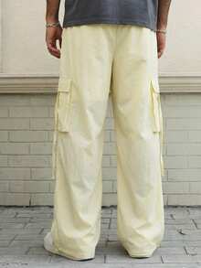 Manfinity Roghcode Men's Casual Fashion Street Daily Commute Minimalist Solid Color Flap Pocket Cargo Pants - Beige - View 2