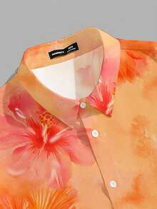 VIVINTIMO Große Größen Herren Hawaii Insel Resort Blume Muster Kurzarm Hemd mit Knopfleiste, Herren Urlaubshemd, Herren Große Größen Hawaii Muster Hemden, Hibiskus Hemd, Korallen Hawaii Hemd Herren, Herren Hawaii Hemd in Große Größen - Verschiedenfarbig - Übersicht 4