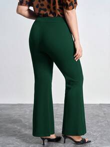 Pantalones de pierna acampanada de talla grande, casual de negocios para mujer - Verde Oscuro - Ver 2