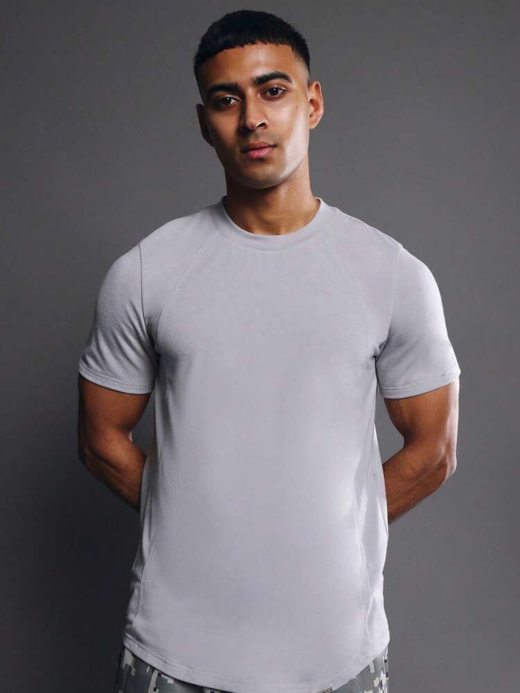 Light Grey Crew Neck Athletic Fit T-Shirt