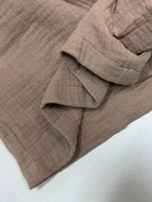 SHEIN PETITE 女士字母提花阔腿短裤套装，夏季短裤 - 白色 - 查看 10