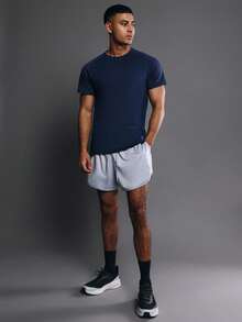 SUMWON Muscle Fit Short Sleeve Crew Neck T-Shirt Solid Basic Tee Athletic Cut Fitted Top Casual Summer Everyday Wear - Royal Blue - View 3