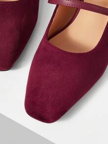MOTF PREMIUM COMFORTABLE VERSATILE SQUARE HEEL WOMEN FLAT SHOES FOR CHRISTMAS - Burgundy - View 6