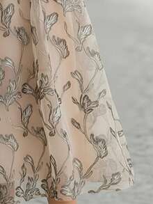 Balvessa Elegant Leaf Pattern Long Formal Dress For Women, Spring/Autumn - Multicolor - View 5