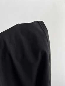 Elamini Women's Casual Minimalist Black & White Polka Dot Bowknot Fitted Short Sleeve T-Shirt, Summer - Black and White - View 6