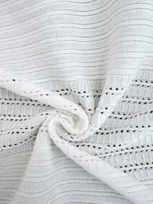 SHEIN Elenzya Áo khoác cardigan ngắn dệt kim dáng ôm cổ chữ V thêu họa tiết mới dành cho nữ, cài một hàng khuy, eo chun. - trắng - Xem 7