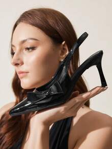CUCCOO CHICEST Pointed Toe High Heel Shoes For Women. New Elegant Wedding Dress Nude Color Patent Leather High Heels, Slim Heel, Cross-Tied, Charming Elegant, Sexy Club Nude Color Ladies High Heel Pumps, Spring, Summer, Autumn Fall Valentine's Day Elegant Shoes - Black 66 - View 6