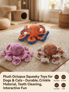 PETSIN Funny Octopus Shaped Plush Dog Toy With BB Barking Sound, Interactive Play For Dogs - Multicolor - View 5