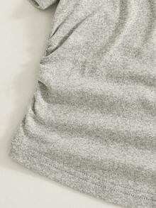 Tween Girl Cherry Letter Print Ruffle Fitted T-Shirt And Wide Leg Pants Set, Casual Fashionable Street Style For Spring, Summer, Autumn - Grey - View 7