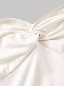 SHEIN MOD 女士杏色扭结抹胸上衣和半裙套装 - 杏色 - 查看 7