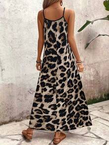 EMERY ROSE Women Leopard Print Sleeveless Maxi Dress Casual Vacation Beach - Multicolor - View 2