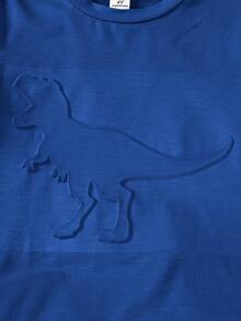 2pcs Toddler Boys' Dinosaur Embossed Denim Shorts Set - Royal Blue - View 5