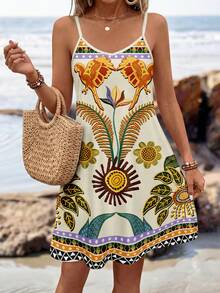 SHEIN LUNE 女士吊带针织迷你连衣裙，适合夏季穿着 - 彩色 - 查看 5