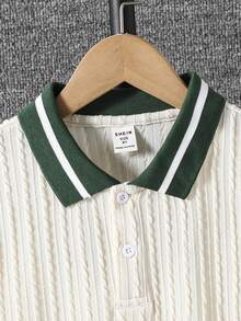 2pcs Tween Boys Button-Up Short Sleeve T-Shirt Set - Beige - View 3